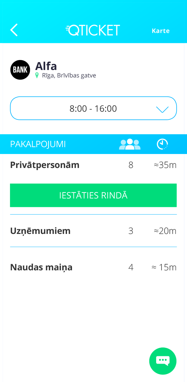 Qticket iestāties rindā uz pakalpojumu